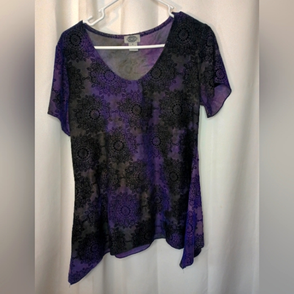 Sienna Grace Whimsigoth Asymmetric Velvet Top Medium Purple Dark Fairy Gypsy